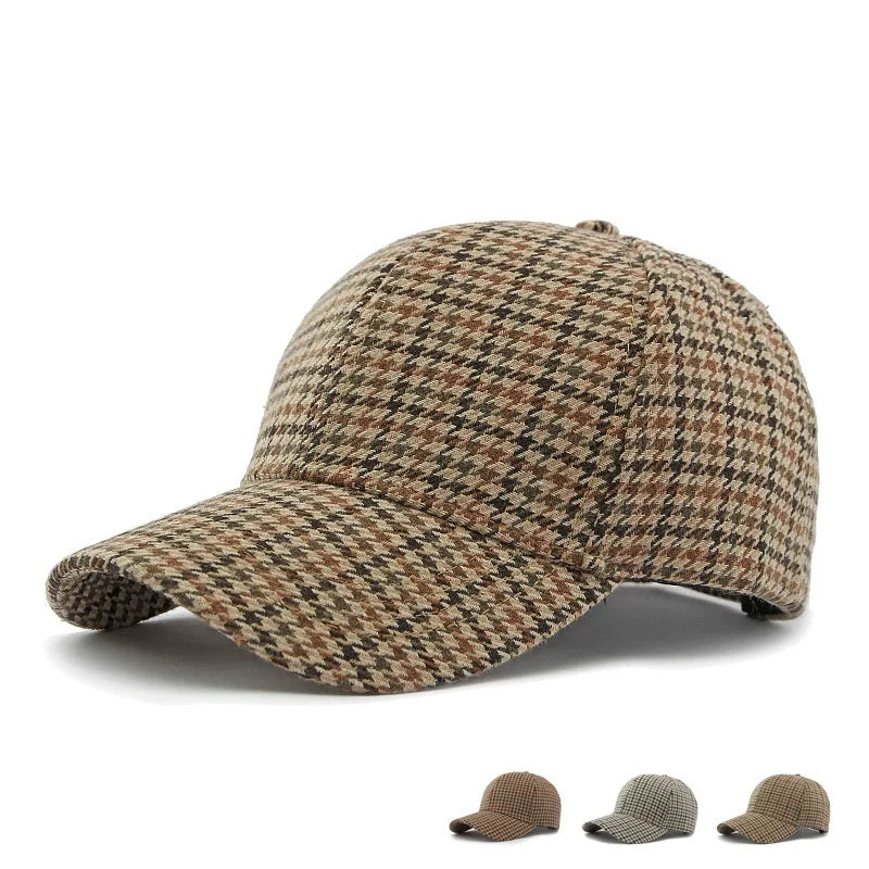 Unisex Checkered Baseball Cap with Adjustable Strap