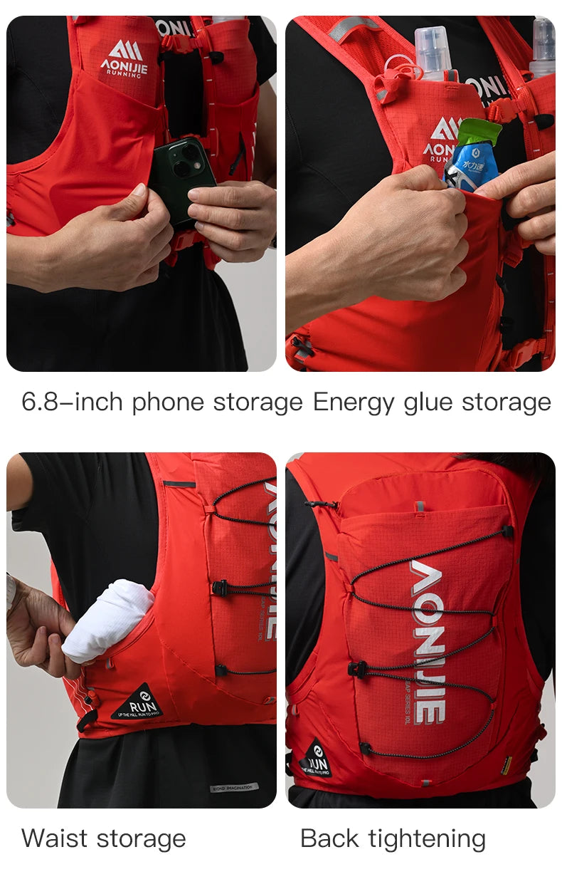 AONIJIE C9116 Unisex 10L Sports Running Backpack Lightweight Off-Road Hydration Pack for Hiking Off-road Cycling Race Marath