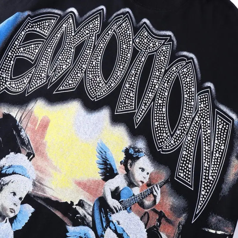 Mixed Emotion Oversized Cotton Long Sleeve T-Shirt