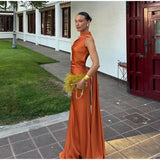 Elegant Ribbon Halter Maxi Dress