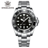 STEELDIVE SD1953 41MM Classic Water Ghost Calendar Magnifier NH35 Mechanical Movement BGW9 Super Luminous 30Bar Waterproof Watch