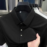 Men's Striped Polo Shirt – Breathable Summer Style