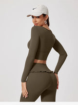 Premium Women’s 2-Piece Yoga & Gym Set – Long Sleeve Quick-Dry Sportswear