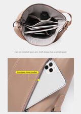 Zency Stylish Women Shoulder Bag 100% Genuine Leather Large Capacity Handbag Multifunction Satchel Bag Backpack Brown 2 in 1 Bag