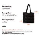 Winter Padded Shoulder Bag for Women Large Capacity Top HandleBag Winter Quilted Cloud Handbag Shopping Bags Bolsas Para Mujeres