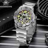 ADDIESDIVE luxury men's skeleton automatic watch sapphire glass BGW9 luminous diver's watch 200m men analog mechanical watches