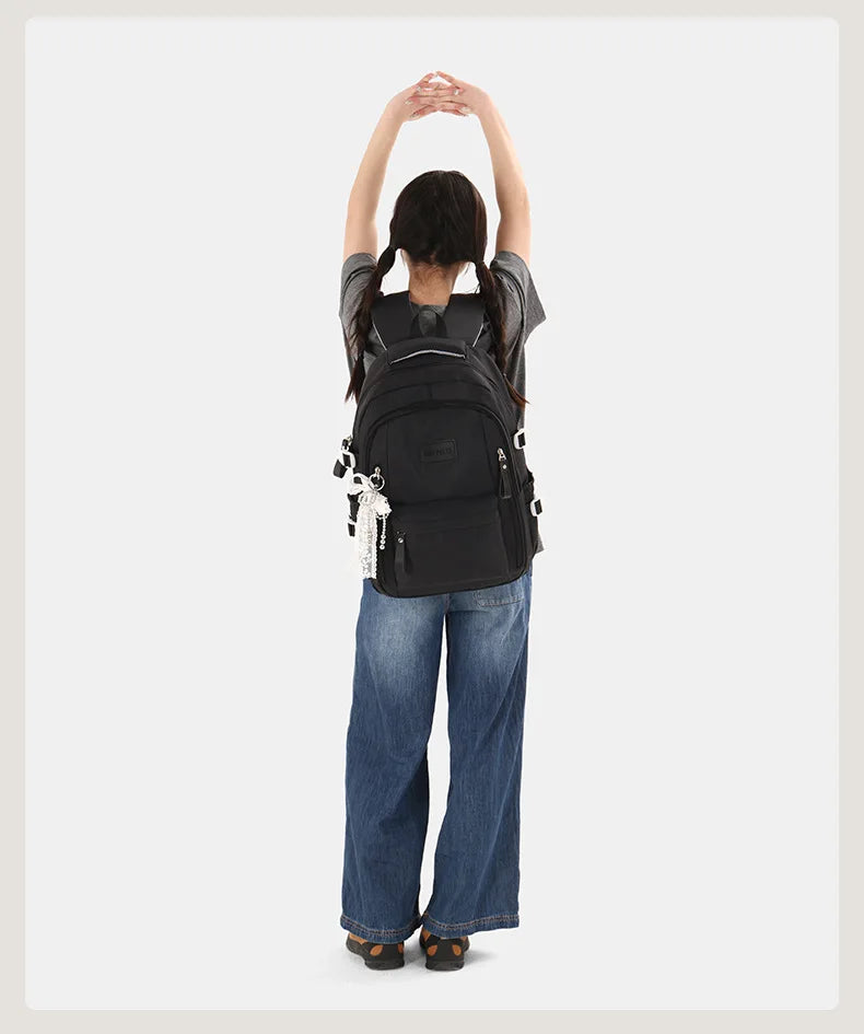 New Female High Capacity Waterproof College Backpack With Lace Pendant Trendy Women Laptop School Bags Cute Girl Travel Book Bag