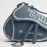 Luxury Designer Saddle Bag for Women Blue and White Book Cover Embroidery Shoulder Bag Fashion Exquisite High End Crossbody Bag