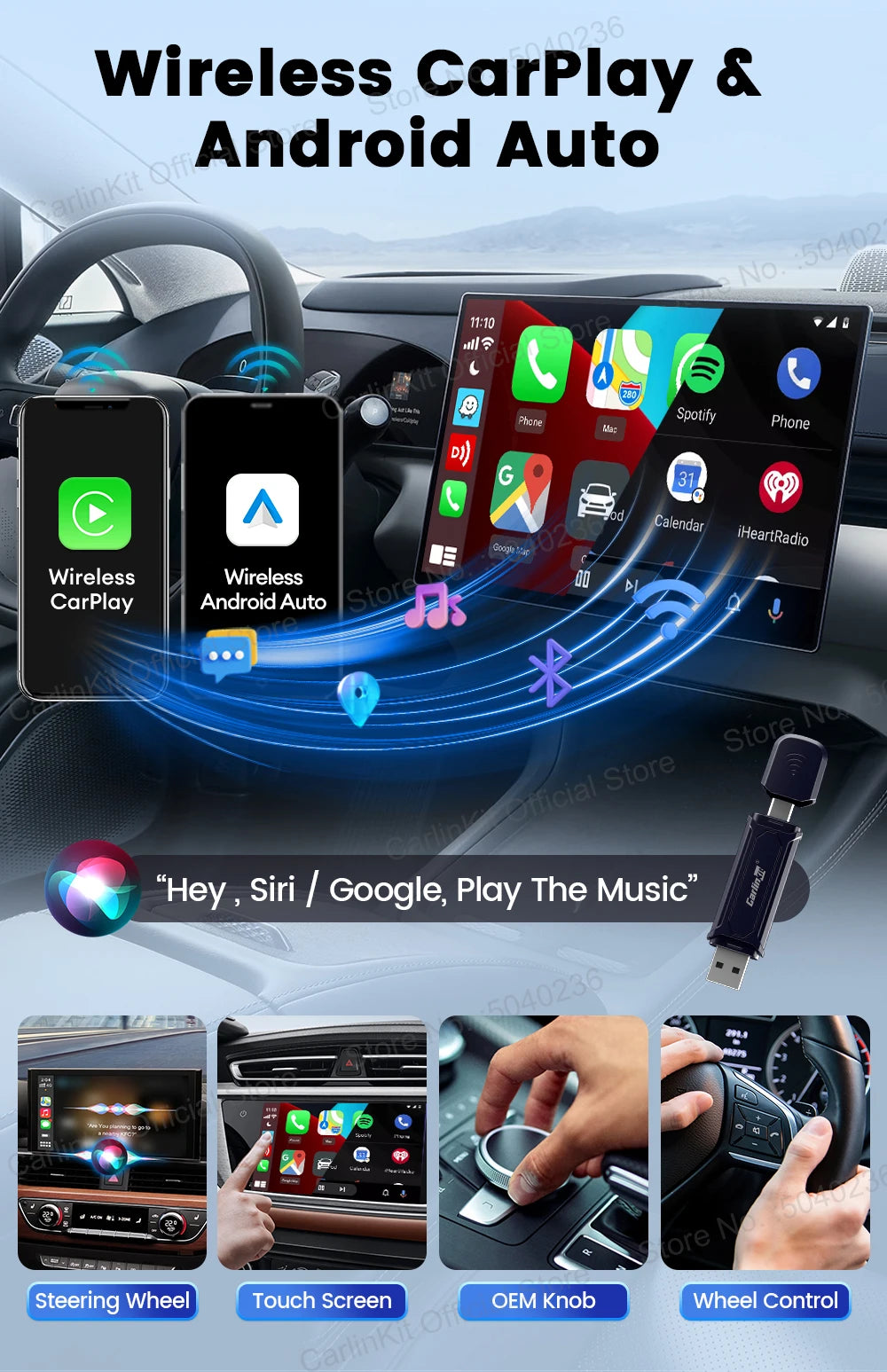 CarlinKit Mini5 Pro Wireless CarPlay & Android Auto Adapter