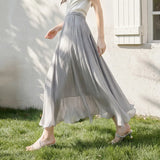 Sentubila Flowy A-Line Skirt – Iridescent Sheen