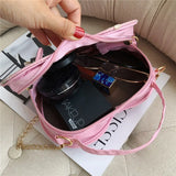 Female Sweet Lace Heart Round Handbags High Quality PU Leather Cross Body Bags for Women Small Fresh Flower Chain Shoulder Bags