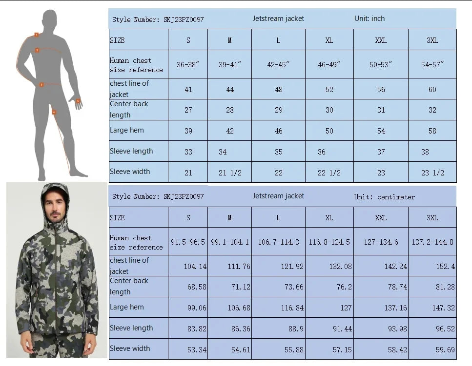 Men's Jetstream 3-in-1 Fleece Hunting Jacket Windproof Waterproof Breathable Lightweight Functional Steam Permeable