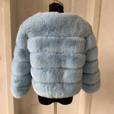 Elegant Winter Faux Fox Fur Crop Jacket