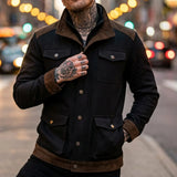 New Denim Men's Jacket Multi-pocket Fake Two Coats Denim Contrast Jacket Suede Matching Design Men's Streetwear Men's Denim Top