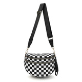 Women Checkered Bum Bag Casual Fanny Pack Large Capacity Crossbody Adjustable Strap Simple Shoulder Mommy Bag Daily Travel Tote