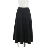 Gothic High-Waist A-Line Midi Skirt | Harajuku Grunge Y2K