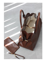 Women's Vegetable-Tanned Cowhide Leather Tote Bag