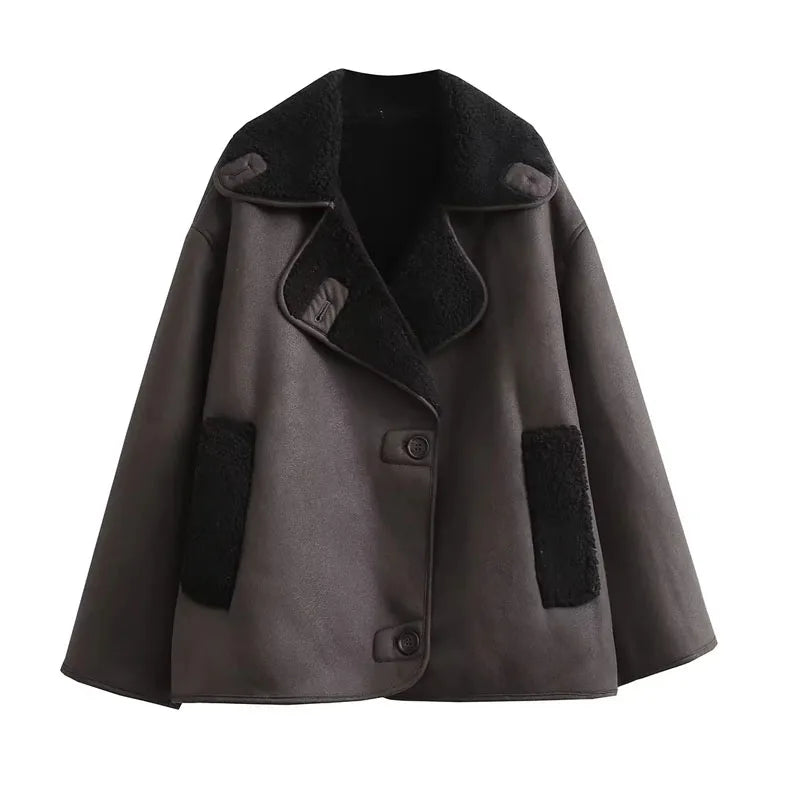 Women’s Oversized Faux Leather Bomber Jacket