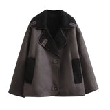Women’s Oversized Faux Leather Bomber Jacket