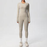 2 PCS Sportswear Yoga Set Gym Clothes Yoga Suits For Women Fitness Set Tracksuits Sports Long Sleeve Crop Top Gym Leggings