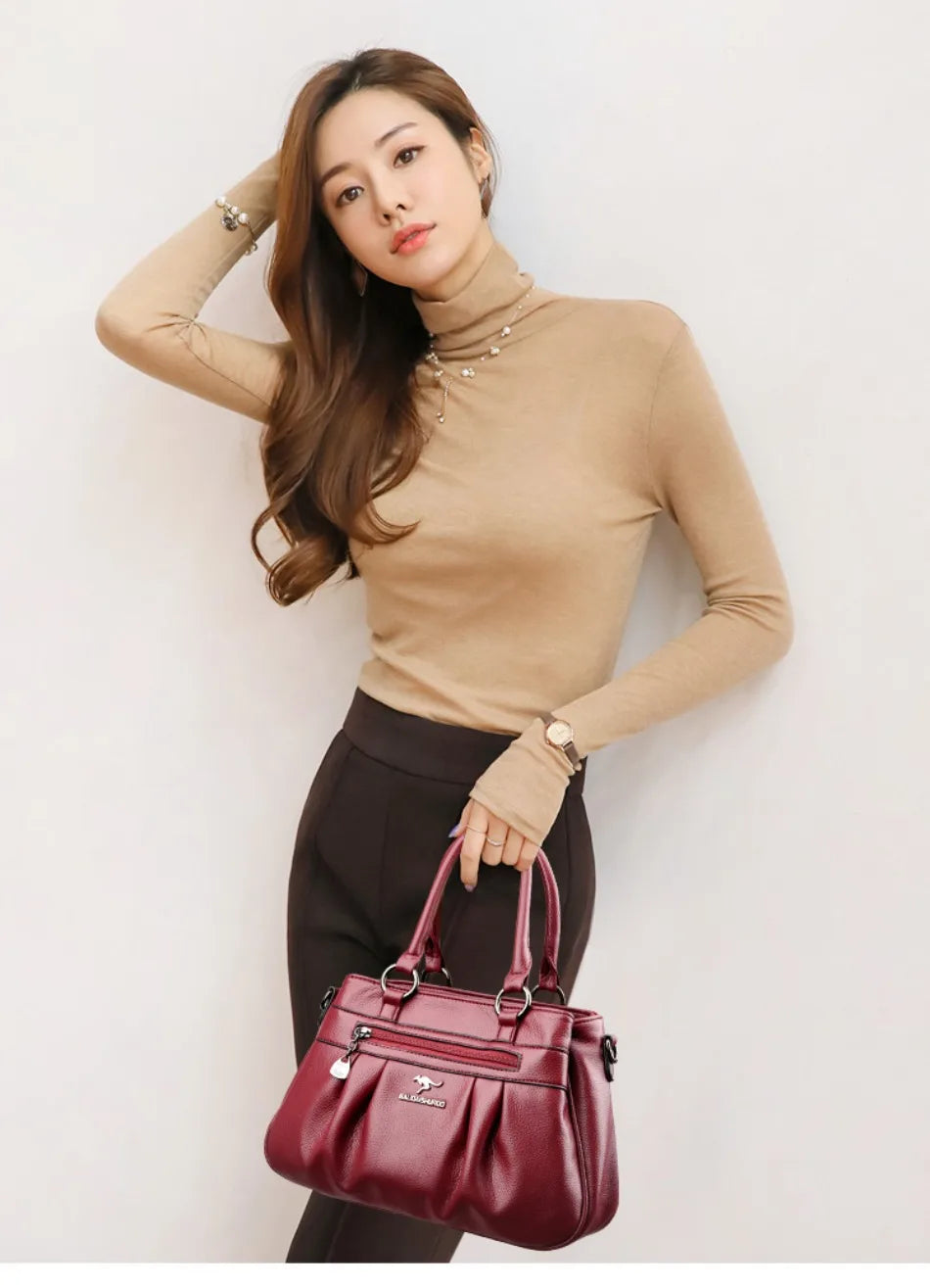 Three Layers Luxury Casual Tote Women Bag Top Quality Pu Leather Ladies Hand Bags for Women Big Shoulder Crossbody Bags Sac New