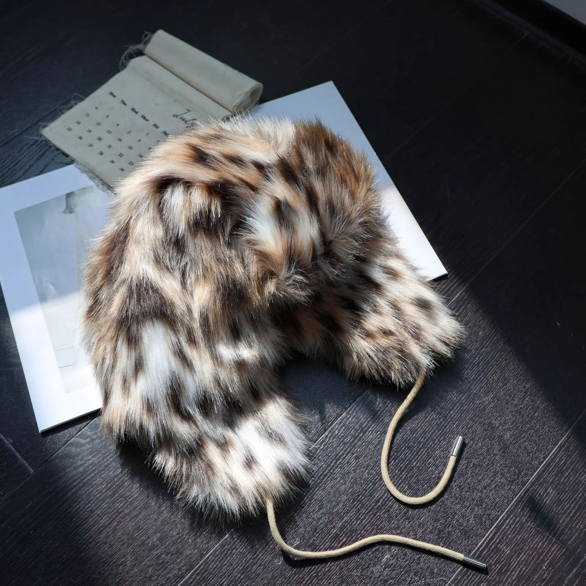 Leopard Print Faux Fur Winter Bomber Hat