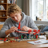 Movie Game Red Abandoned Gas Station Architecture Doomsday House Modular Building Blocks Model Kit Adult DIY Gift 2221PCS