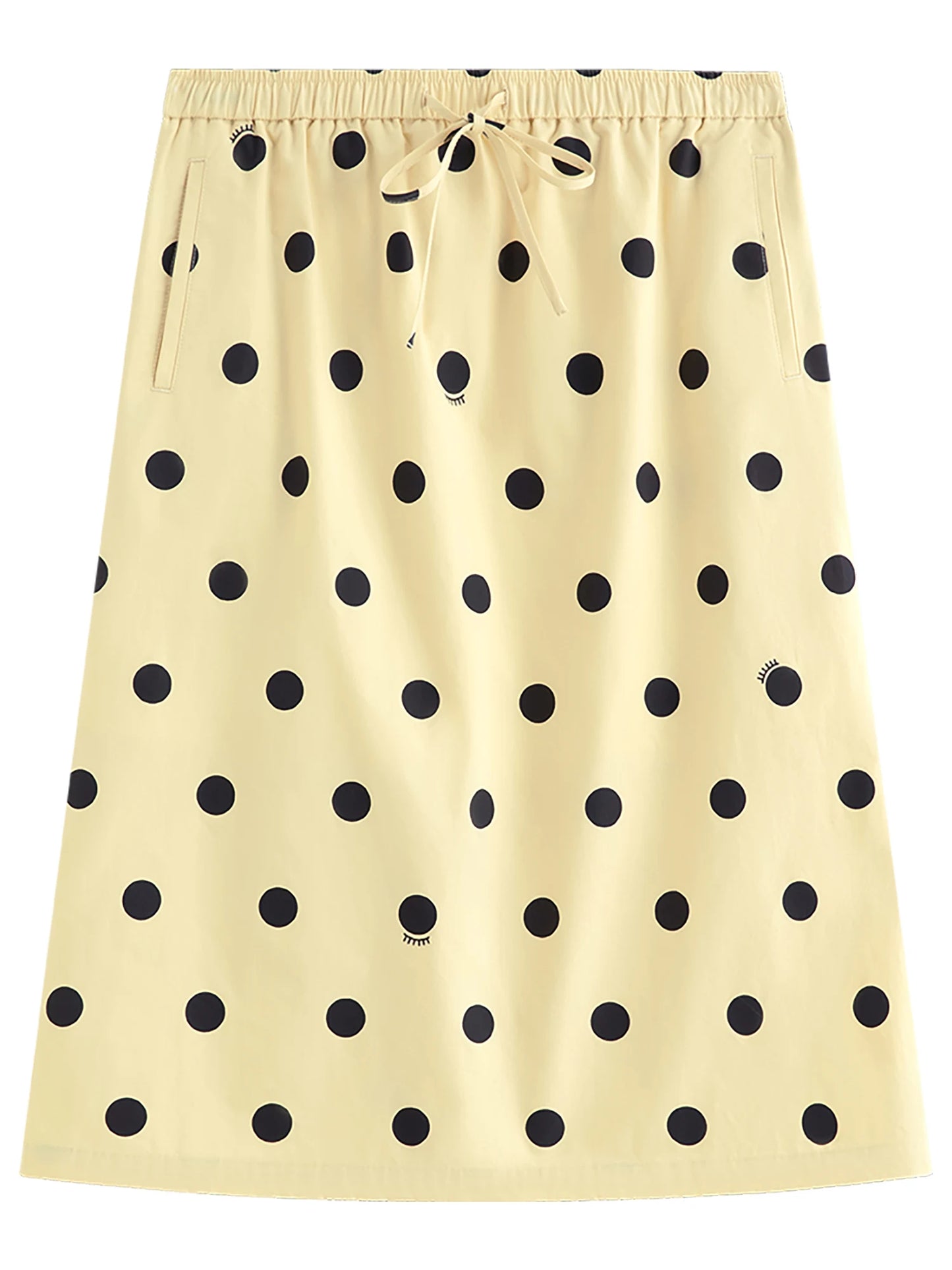 Polka Dot Lace-Up A-Line Skirt – Chic Knee-Length