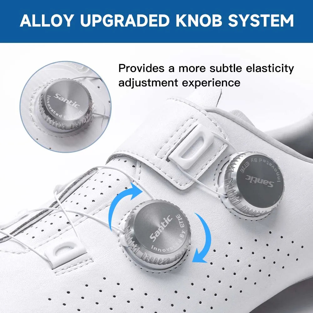 Santic Men's Cycling Shoes New Hardness16 Titanium Alloy Sole Auto-Lock Outdoor Bicycle Sneaker Adjustable Pro Road Racing Shoes
