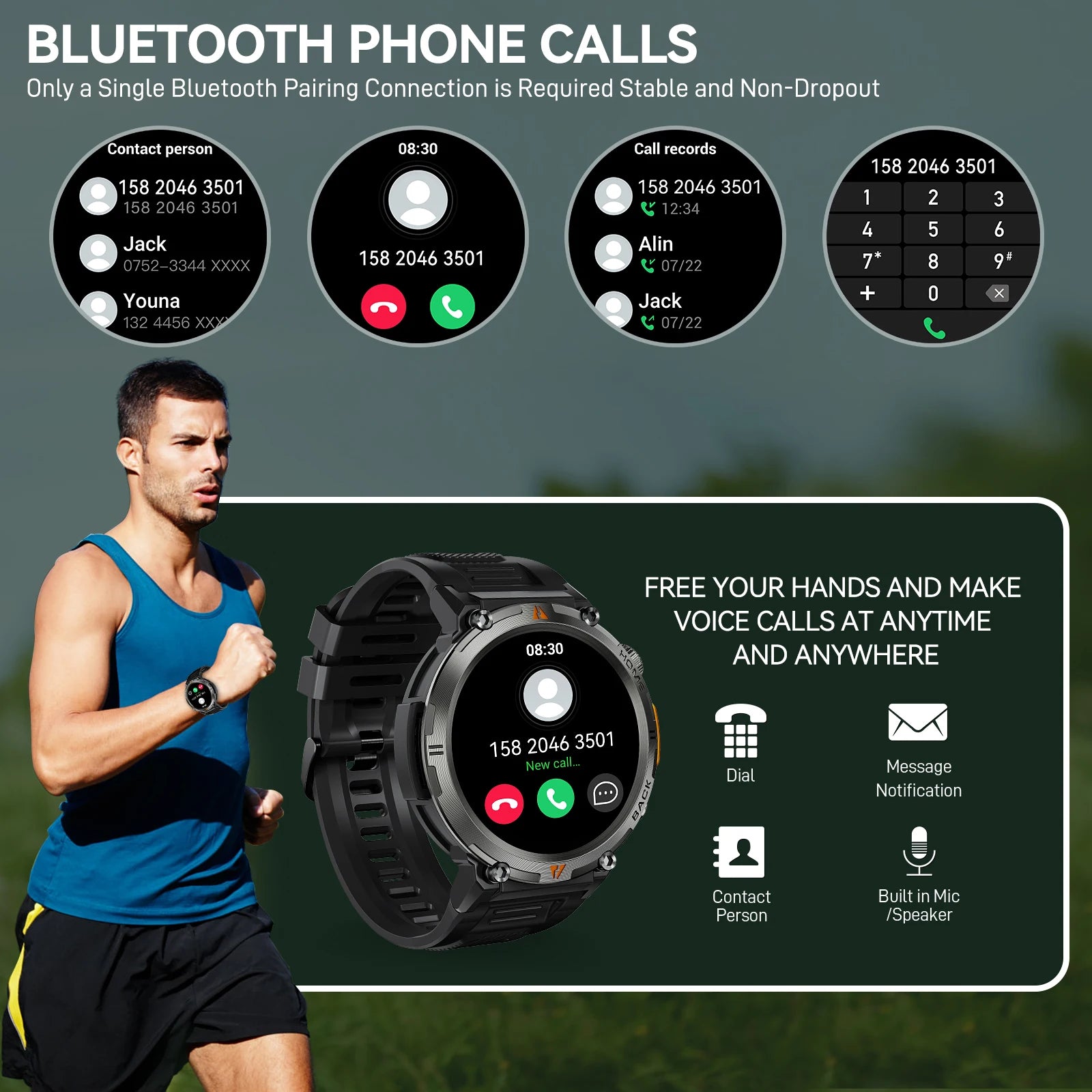 EIGIIS KE3 2025 New Bluetooth Call Smartwatch for Men Full Touch Screen with Health Monitor Heart Rate Flashlight Smart Watch