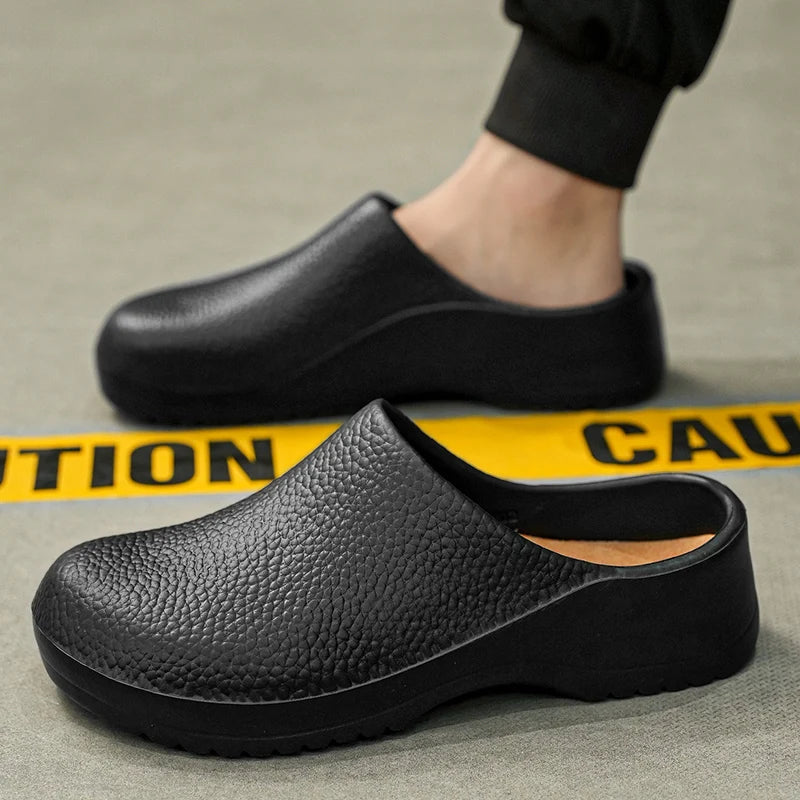 Men's and Women's Summer Breathable, Waterproof, Non-Slip Kitchen Shoes, Slip-On Beach Shoes, Toe-Toe Sandals and Slippers