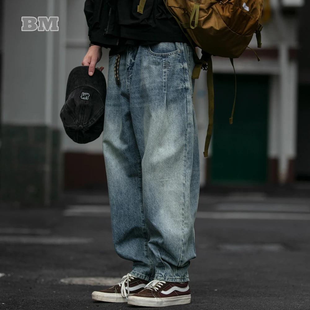 Men's Loose Fit Denim Cargo Jeans