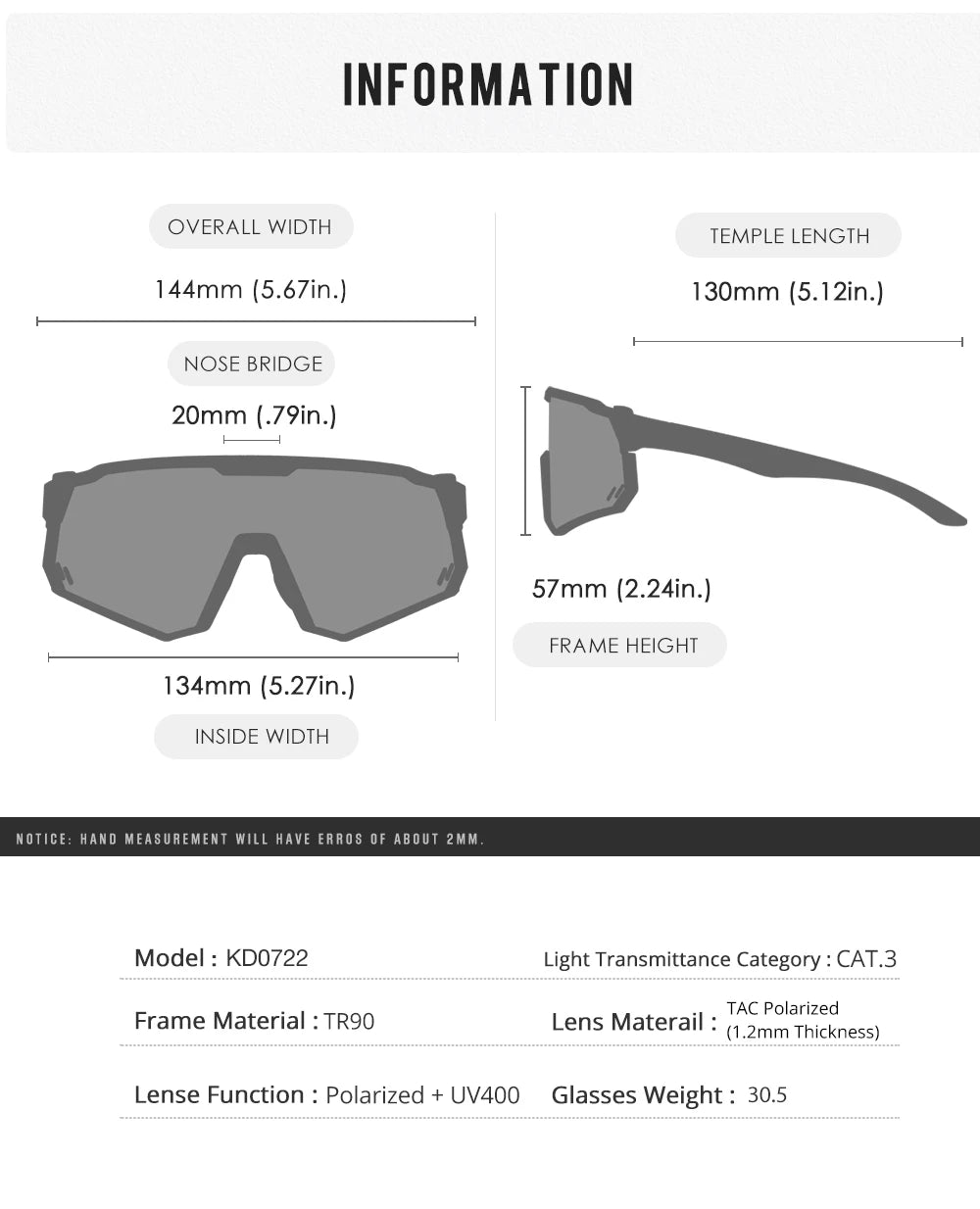 KDEAM High-End Sports Sunglasses Polarized Men's Cycling Glasses Dismountable TR90 Frame And Nose Pads Easy To Exchange
