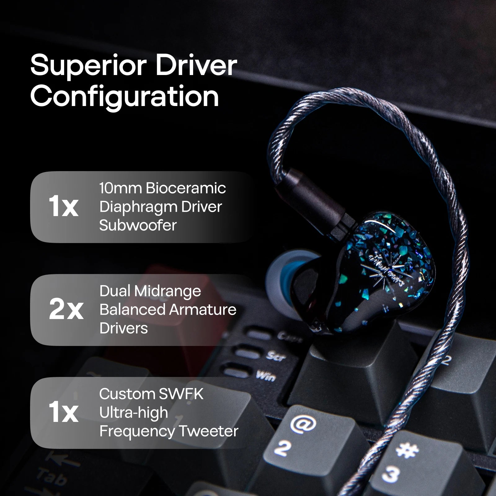 Kiwi Ears Astral 1DD+6BA Hybrid IEM Earphones