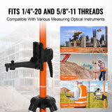 SucceBuy Laser Level Tripod 1/4"-20 & 5/8"-11 Thread Mount 40.94-133.85in Height Adjustment with Level Bubble & Heavy-duty Stand