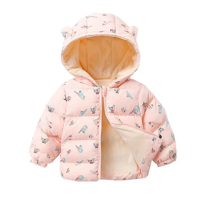 Kids’ Plush Cartoon Hooded Jacket