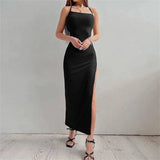 Women's Square-Neck Backless Sleeveless Ankle-Length Dress