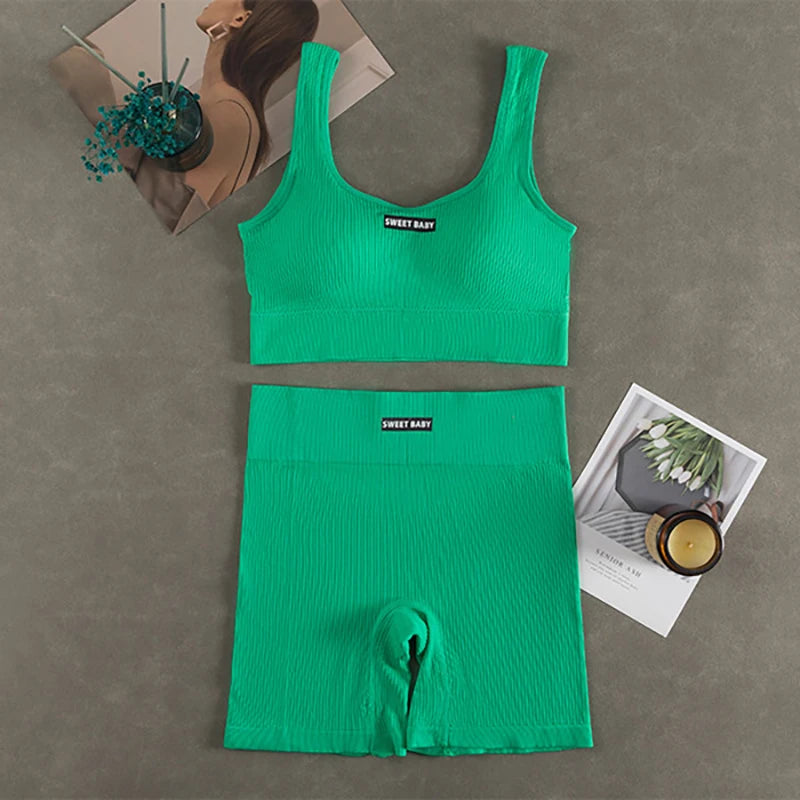 Women’s Deep-V Seamless Yoga Set | USA-Made Premium Workout Suit