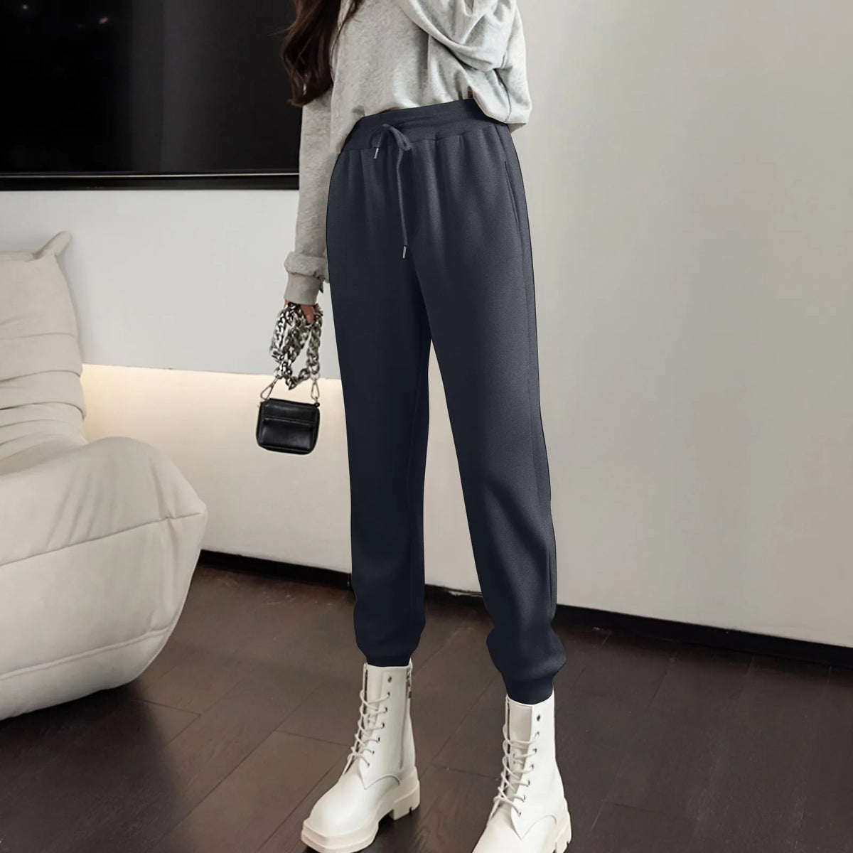 Women's High-Waist Drawstring Straight-Leg Pants