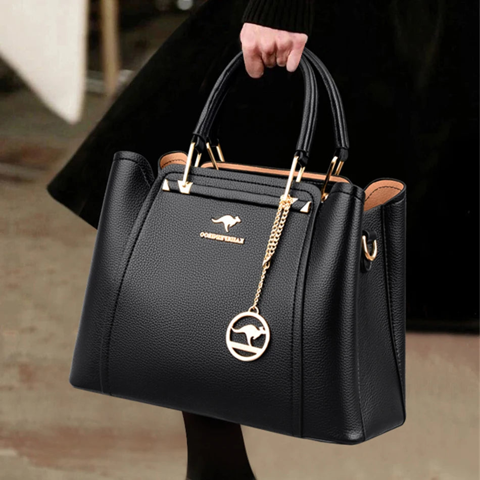 Luxury Triple-Layer Leather Tote & Crossbody