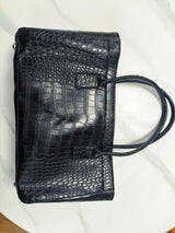 Crocodile Grain Embossed Top Handle Handbag,Luxury Tote Bag,Commute Work Chic Everyday Women Underarm Shoulder Bag,Black,Green