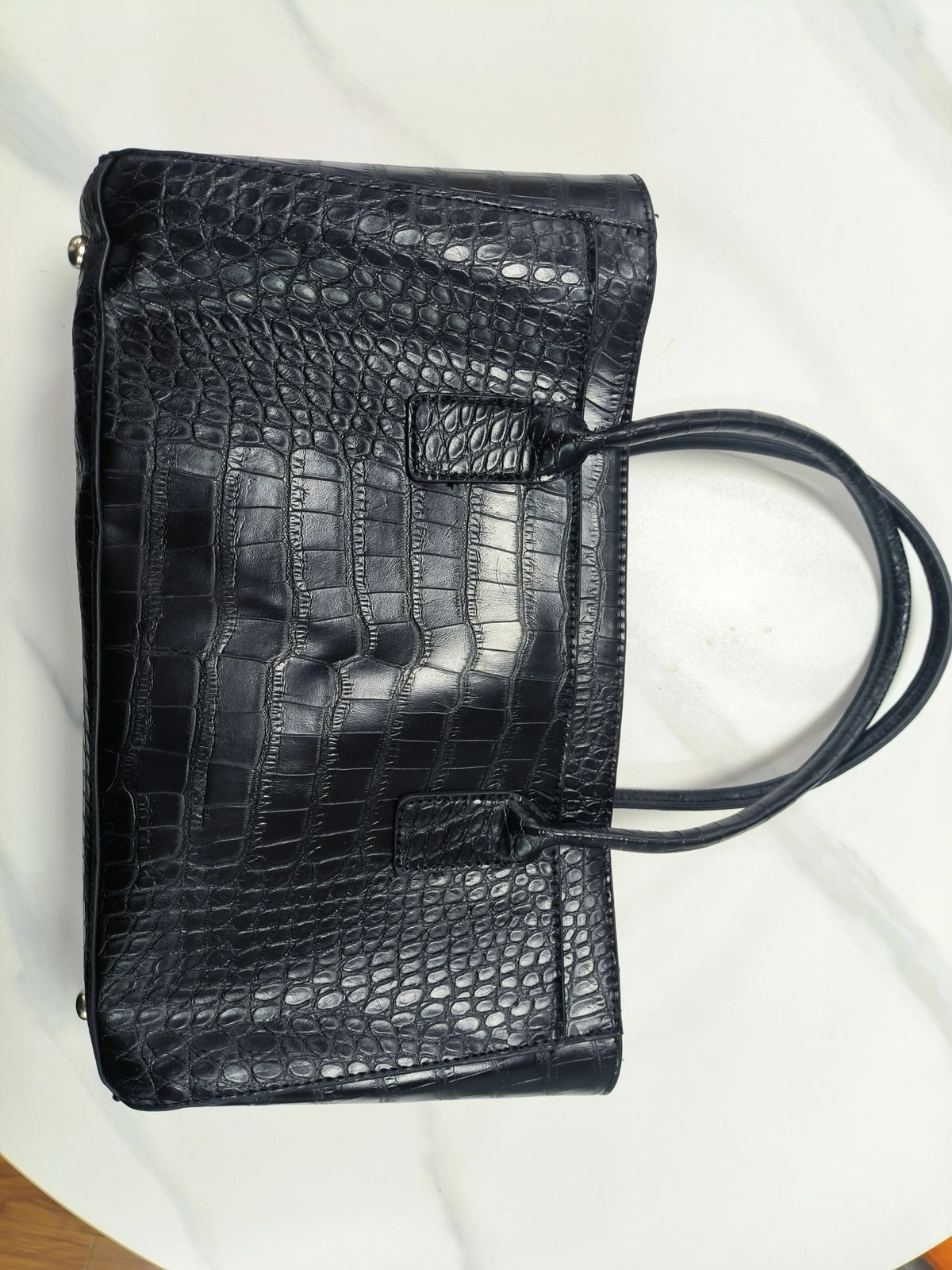 Crocodile Grain Embossed Top Handle Handbag,Luxury Tote Bag,Commute Work Chic Everyday Women Underarm Shoulder Bag,Black,Green