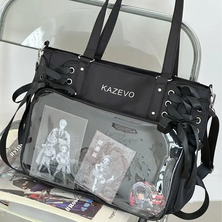 Italife Luxury Large Ita Bag with Ribbon ACG Display Women Blue Big Clear Shoulder Bag with Pin Insert Girl Pink Itabag Bow H201