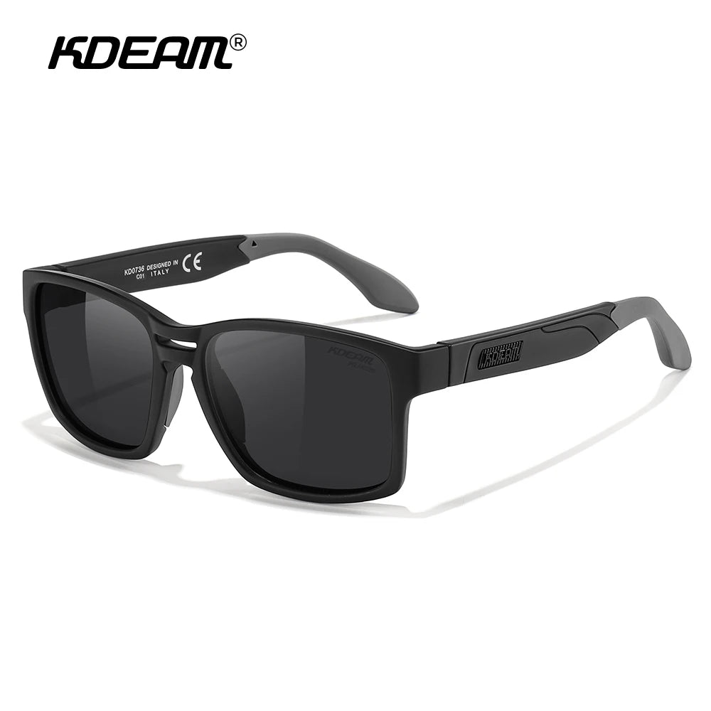 KDEAM New Polarized & Photochromic Sunglasses Unisex Size Square TR90 Sun Glasses For Fishing Golfing Driving Jogging