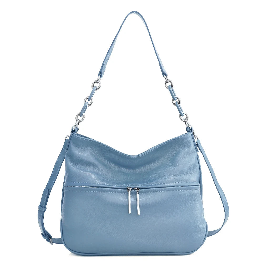 Zency Soft Cowhide Leather Winter Women's Shoulder Bag Casual Commuter High Capacity Female Crossbody Handbag Vintage Shopper