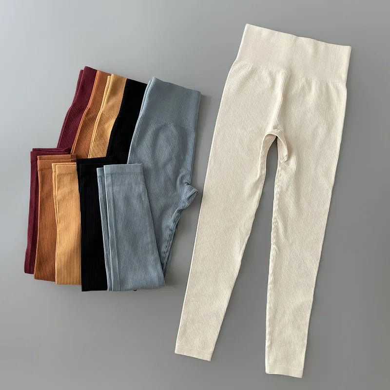 Seamless Ribbed High-Waisted Yoga Pants