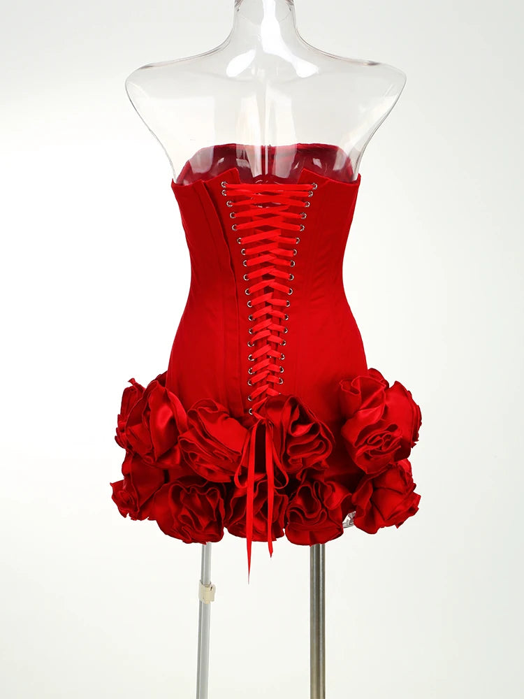 Structured Floral Mini Party Dress