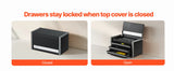 SucceBuy 8.6in 3 Drawers Metal Tool Box Portable Tools Chest with Feet Pads & Ball Bearing Powder Coated Tool Storage for Garage