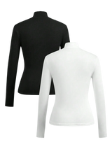 2-Piece Women's High-Neck Brushed Thermal T-Shirt Set - Made in USA