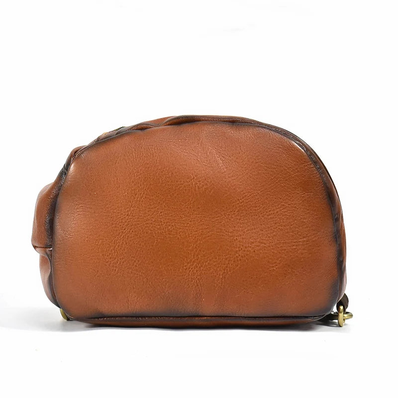 Single Shoulder Bagpack Genuine Leather Chest Bag Outdoor Riding Bag Chest Packs For Biker Men Male Sling Bags Cow Leather